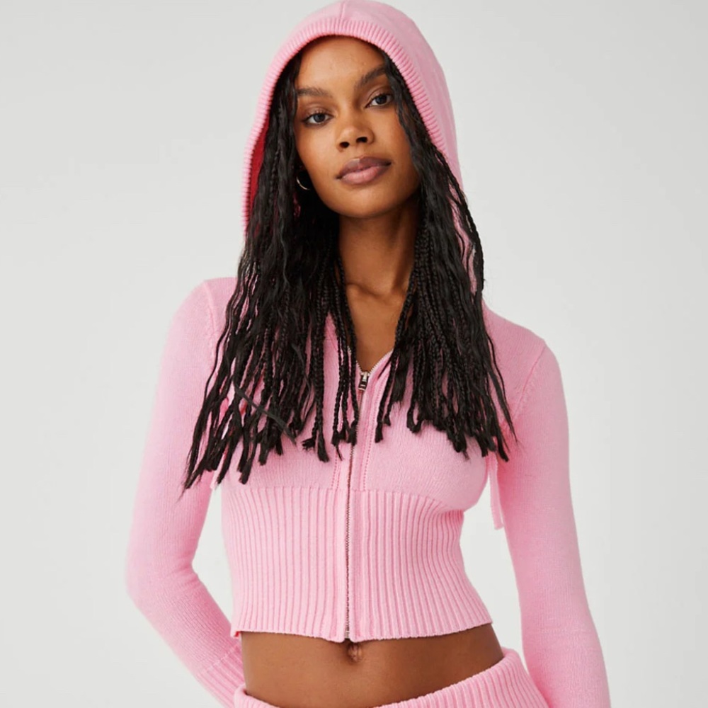 EUC Frankie's Bikinis Aimee Soft Pink Hoodie XS/S